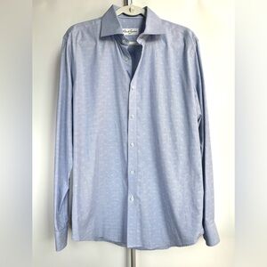 Robert Graham Light Blue Paisley‎ Shirt with Embroidery Detailed Cuffs 42 / 16.5